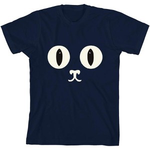 Oversized Cat Face Youth Crew Neck Short Sleeve Tee - 1 of 2