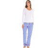 ADR Women's 100% Cotton Pajamas, Long Knit Top Woven Bottom Pj Set - 3 of 3