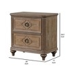 Royal Hampton Nightstand w USB, 2 Drawers, Rustic Oak Solid Wood Frame, 30 Inch - 3 of 4
