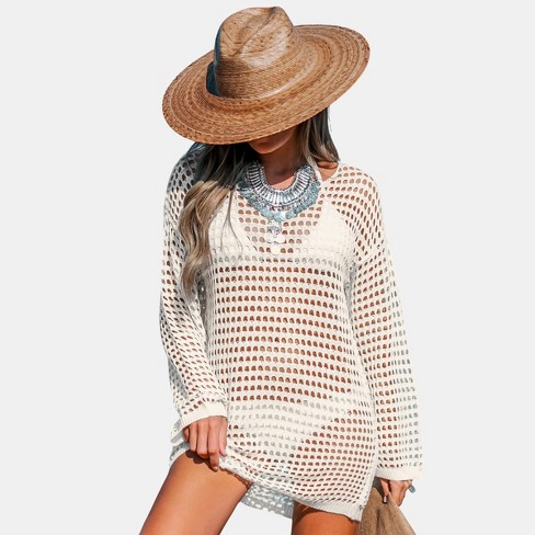 Women's Sheer Crochet Swim Cover Up Top - Cupshe : Target