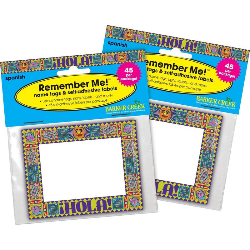 2pk 45ea Spanish Remember Me! Self-Adhesive Name Tag Labels - Barker Creek: Versatile, Colorful, Educational Aid for All Ages, 2 of 4