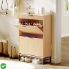Small Spaces Fluted Shoe Storage Cabinet with 2 Flip Drawers Slim Wood Shoe Organizer Narrow Entryway Furniture with Storage - 3 of 4