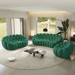 WJSHome Upholstered Bean Bag Bubble Sofa Curved Couch, 3D Honeycomb Shape Modern Couches for Living Room (Green, 1 Seater, 2 Seater, 3 Seater) - 1 of 4