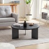 KIGFTSOD Round Coffee Table Wood Surface and Black Metel Feet - 2 of 4