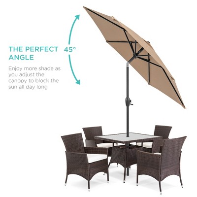 Tan 7.5ft Heavy-Duty Outdoor Market Patio Umbrella with Steel Pole