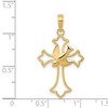 Black Bow Jewelry 14k Yellow Gold Fleur de Lis Dove Cross Pendant, 18 x 32mm - 4 of 4