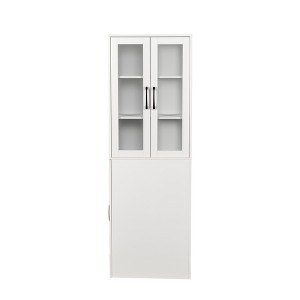 Gulches 24 in W x 12 in D x 71 in H White Particle Board MDF Freestanding Kitchen and Dining Cabinets with Pull Out Shelves Glass Doors in White - 1 of 4