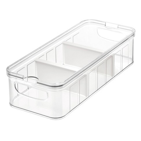 iDESIGN Crisp Plastic Refrigerator and Pantry Large Divided Modular Stacking Bin with Handle Clear - image 1 of 4