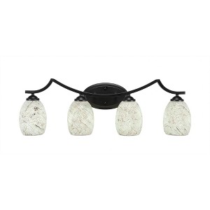 Toltec Lighting Zilo 4 - Light Vanity in  Matte Black with 5" Natural Fusion Shade - 1 of 1