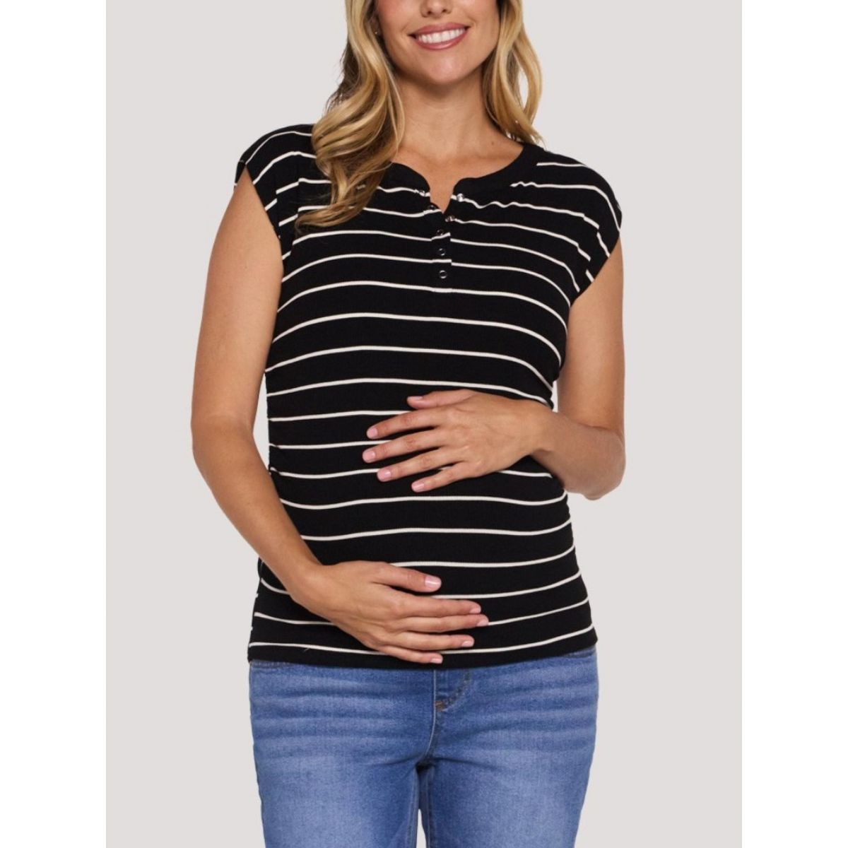 Women's Ruched Henley Muscle Tee | Motherhood Maternity - thumbnail 5