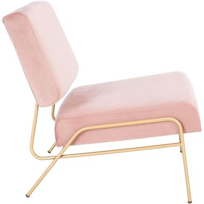 Dusty Rose Velvet and Gold Modern Accent Chair