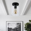 DORESshop Retro 5.51 in. 1-Light Black Vintage Semi-Flush Mount with Clear Glass Shade and No Bulb Included - 2 of 4