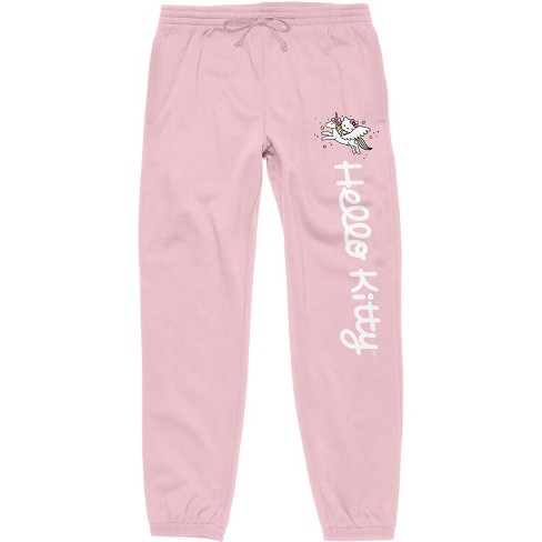 Hello Kitty Logo And Unicorn Kitty White Juniors Cradle Pink Sweatpants ...