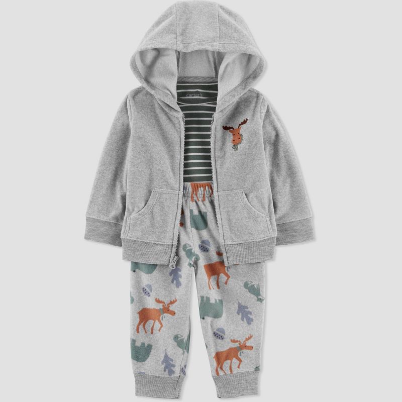 Carter&#39;s Just One You&#174;️ Baby Boys&#39; Moose Top &#38; Bottom Set - Gray/Green, 3 of 6