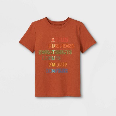 Boys' Autumn Short Sleeve Graphic T-Shirt - Cat & Jack™ Orange/Brown XS