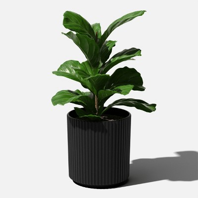 Veradek Demi Series 16" Black Plastic-Stone Round Planter