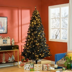 Whisen 7.5FT Prelit Artificial Christmas Tree with Realistic Branches, 500 Warm White LED Lights and 1346 Tips - Black - 1 of 4