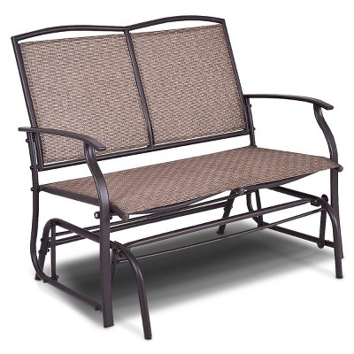 Tangkula Patio Loveseat Glider Rocking Bench Double Chair With Arm Backyard Outdoor