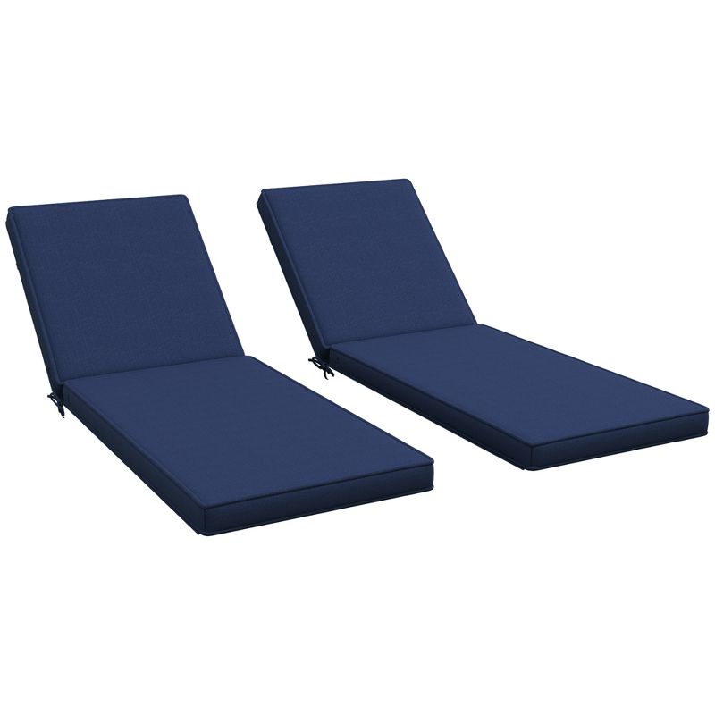 Outsunny 2 Patio Chaise Lounge Chair Cushions with Backrests, Replacement Patio Cushions with Ties for Outdoor Poolside Lounge Chair, 1 of 7
