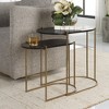 Uttermost Aztec Nesting Tables Set of 2, Small 22x11x18 in and Large 27x14x22 in, Ebony Ash and Antique Brass - 2 of 4