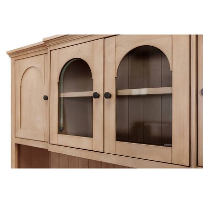 Light Brown Modern Wood Office Storage Hutch with Doors