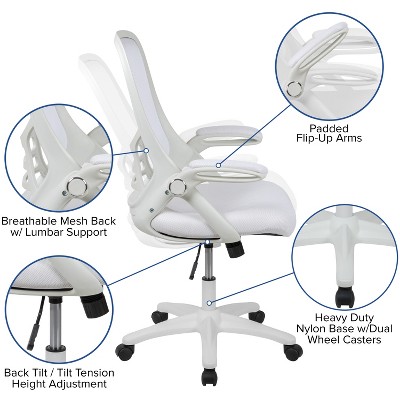 White High-Back Ergonomic Mesh Swivel Office Chair with Adjustable Arms