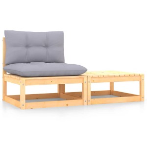 vidaXL Garden Lounge Set Natural Wood Solid pine wood, 100% polyester fabric - 1 of 2