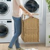 140L (37 Gallon) Rolling Laundry Hamper with Lid, 3-Section Synthetic Rattan Laundry Basket Storage with Removable Liner, 26x13x26 Inches - 2 of 4
