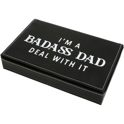 Pavilion Gift Company - Badass Dad - Dual Deck Card Holder - Father's Day Gift Step Adopted In-Law Biological Daddy Dada Papa Gift
