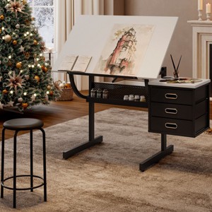 NicBex Adjustable Desk with Stool,Versatile Computer Desk with Drawers, 75° Tilt Drawing Desk with Storage,Work Desk for Home Office Desks - 1 of 4