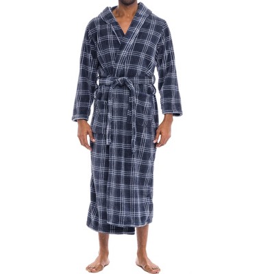 ADR Men's Robe, Plush Fleece Hooded Bathrobe Man, Long Warm Cozy Bath Robe Man