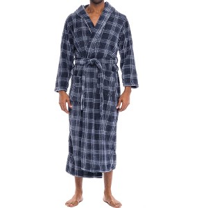 ADR Men's Robe, Plush Fleece Hooded Bathrobe Man, Long Warm Cozy Bath Robe Man - 1 of 4