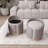 Kumasinova 19.25" Two-Tone Velvet Storage Ottoman,Taupe Vanity Stool with Tufted Design,Multifunctional Foot Stool for Living Room,Bedroom - 4 of 4