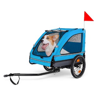 Lyngins Waterproof Oxford Fabric Pet Stroller with Hitch, Safety Belt & Detachable Storage Bags, 88LBS Foldable Dog Bike Trailer Dog Cart for Bicycle - 1 of 4