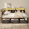 Full Size Bed Frame with Headboard and Storage Drawers Full Metal Platform Corner Bed Frame with Charging Station and LED Lights - 2 of 4