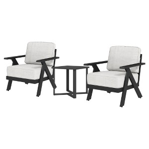 YARDSIGHT 3-Piece Patio Furniture Set, Aluminum Outdoor Bistro Set with 2 Armchairs & Side Table, Weather-Resistant Cushions for Balcony, Deck, Porch - 1 of 4