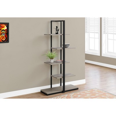 TOAOTBNBO 5 Tier Open Zig-zag Bookcases, L Shaped Metal Bookshelf Home Office Display Book Shelf Storage Organizer