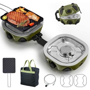 2 Burner Camping Stove, 20000 BTU Foldable Propane Gas Stove with