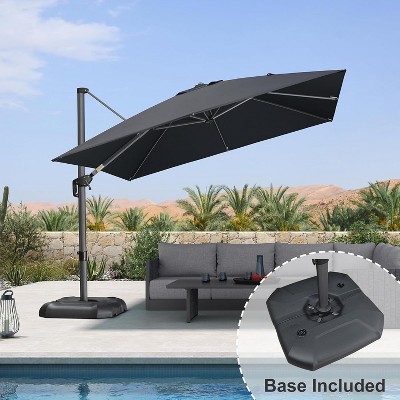 PURPLE LEAF Cantilever Umbrella Square Outdoor Patio Umbrella Aluminum Umbrella with 360°Rotation Adjustable Umbrella With Base