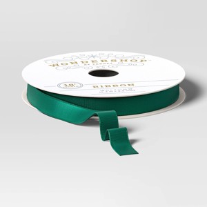 18' Christmas Fabric Ribbon Green Grosgrain - Wondershop™ - 1 of 3