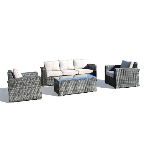 Palisades 4pc All Weather Wicker Seating Set With Coffee Table Alfresco Home Target