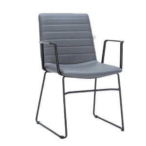LeisureMod Ergonomic Office Chair Upholstered in Leather/Polyester with Powder-Coated Stainless Steel Frame Padded Seat and Back Zylar Collection - 1 of 4