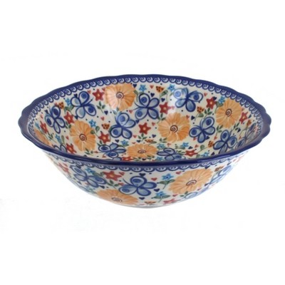 Blue Rose Polish Pottery Butterfly Large Serving Bowl