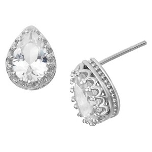2 2/3 TCW Tiara Sterling Silver Pear-Cut White Sapphire Crown Earrings, Women