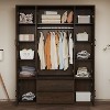 Famapy Modern Minimalist/Vintage Industrial 6-Door Wardrobe,Armoire with 2 Drawers,Hanging Rod,Bedroom & Closet Storage Center,White/Brown - 4 of 4
