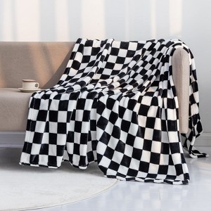 Aoibox Flannel Throw Blanket with Checkerboard Grid Pattern, Soft and Cozy for Couch, Bed, Sofa, Warm and Luxurious for All Seasons - 1 of 4