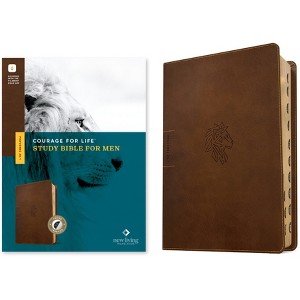 NLT Courage for Life Study Bible for Men, Filament Enabled (Leatherlike, Rustic Brown Lion, Indexed) - by  Ann White & Robbie Goss (Leather Bound) - 1 of 1