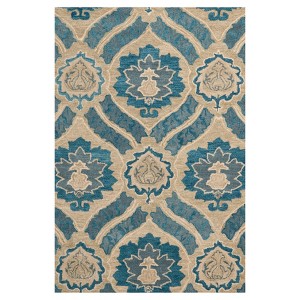 Blue/Gray Abstract Loomed Accent Rug - (3