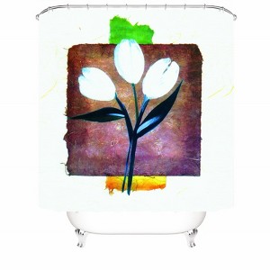 White Tulip Shower Curtains for Bathroom Waterproof Fabric Bath Curtain Durable Soft Stylish Bathroom Decor 72x72 Inch - 1 of 1