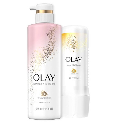 Olay Nourishing Body Wash 17.9oz and Olay Rinse-off Body Conditioner with Shea Butter 8oz - Bundle
